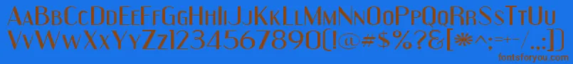 フォントEngeexpa – 茶色の文字が青い背景にあります。