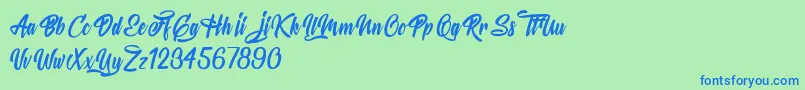 MysteriousLovers Font – Blue Fonts on Green Background