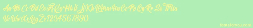MysteriousLovers Font – Yellow Fonts on Green Background