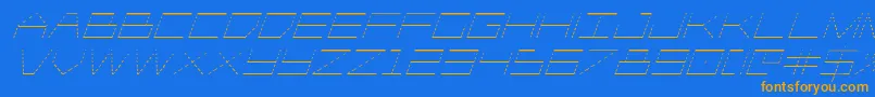 Weitere Informationen zur Player1upgradital-Schriftart Player1upgradital-Schriftart – Orangefarbene Schriften auf blauem Hintergrund