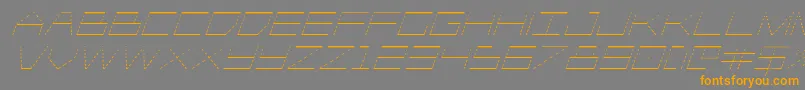 フォントPlayer1upgradital – オレンジの文字は灰色の背景にあります。