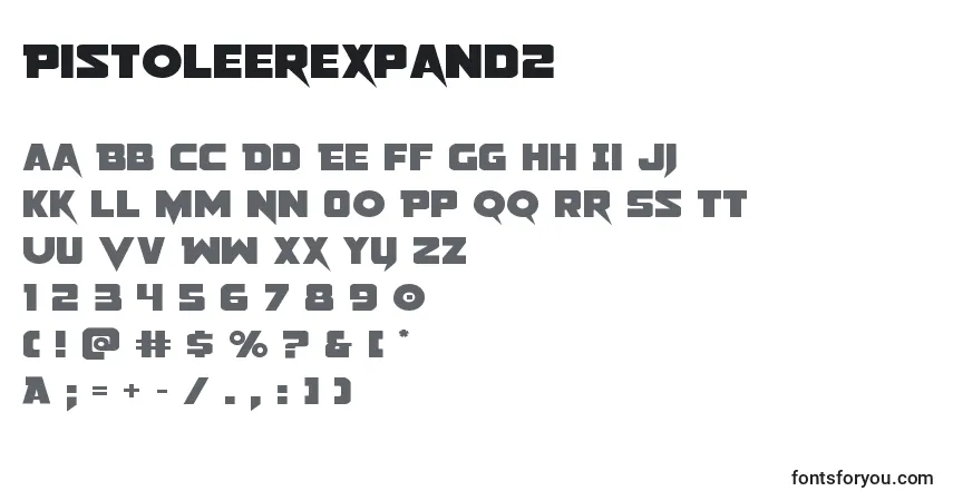 Schriftart Pistoleerexpand2 – Alphabet, Zahlen, spezielle Symbole