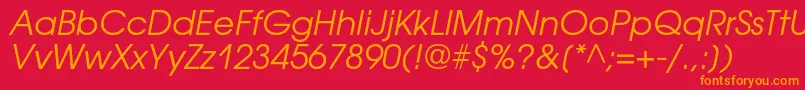 AvantgardegothiccOblique-Schriftart – Orangefarbene Schriften auf rotem Hintergrund