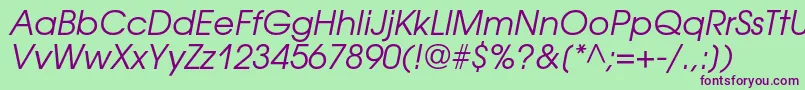 Шрифт AvantgardegothiccOblique – фиолетовые шрифты на зелёном фоне