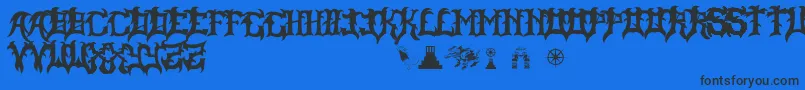 SlayerDragon-Schriftart – Schwarze Schriften auf blauem Hintergrund