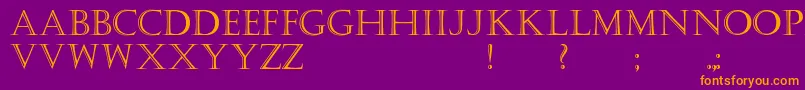 Kastellar-Schriftart – Orangefarbene Schriften auf violettem Hintergrund