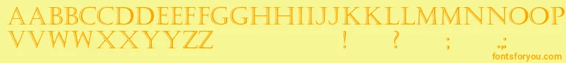 Kastellar-Schriftart – Orangefarbene Schriften auf gelbem Hintergrund