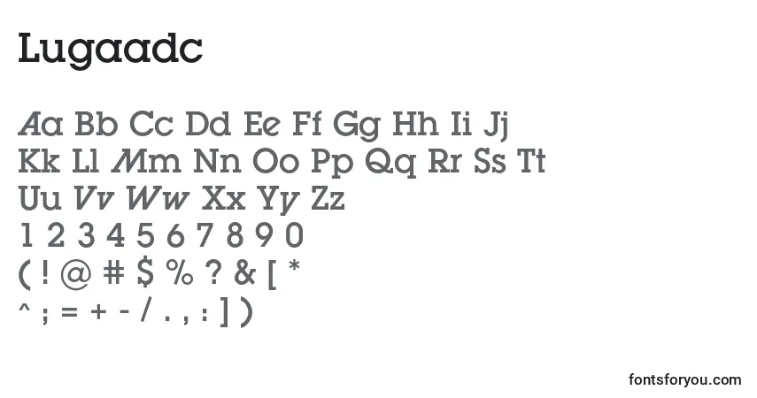 Schriftart Lugaadc – Alphabet, Zahlen, spezielle Symbole