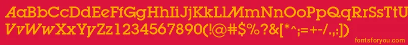 フォントLugaadc – 赤い背景にオレンジの文字