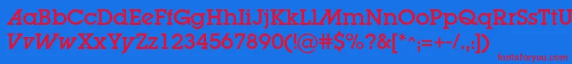 Lugaadc-Schriftart – Rote Schriften auf blauem Hintergrund
