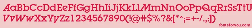 Lugaadc-fontti – punaiset fontit vaaleanpunaisella taustalla