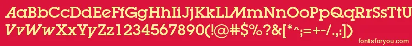 Lugaadc-fontti – keltaiset fontit punaisella taustalla