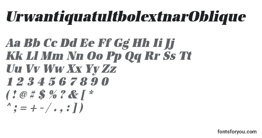 A fonte UrwantiquatultbolextnarOblique – alfabeto, números, caracteres especiais