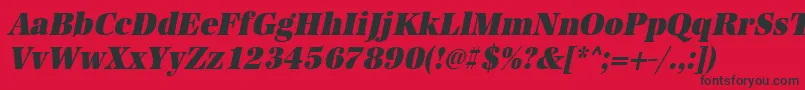 Шрифт UrwantiquatultbolextnarOblique – чёрные шрифты на красном фоне
