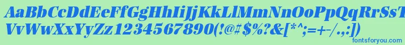 フォントUrwantiquatultbolextnarOblique – 青い文字は緑の背景です。