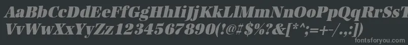 フォントUrwantiquatultbolextnarOblique – 黒い背景に灰色の文字