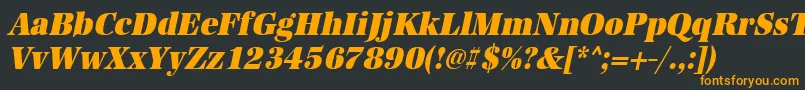 フォントUrwantiquatultbolextnarOblique – 黒い背景にオレンジの文字