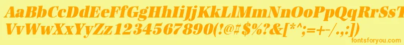 UrwantiquatultbolextnarOblique Font – Orange Fonts on Yellow Background