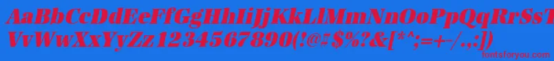 Czcionka UrwantiquatultbolextnarOblique – czerwone czcionki na niebieskim tle