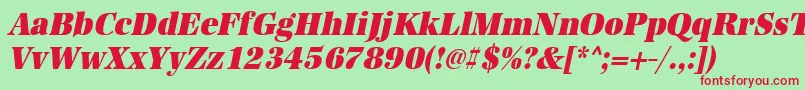 Шрифт UrwantiquatultbolextnarOblique – красные шрифты на зелёном фоне