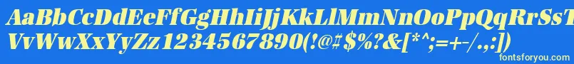 UrwantiquatultbolextnarOblique-fontti – keltaiset fontit sinisellä taustalla