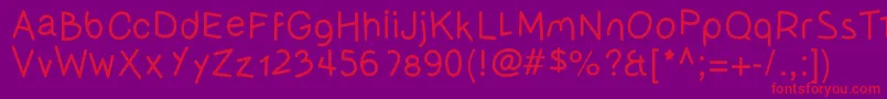 Olivessanspimientolight-Schriftart – Rote Schriften auf violettem Hintergrund