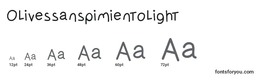 Размеры шрифта Olivessanspimientolight