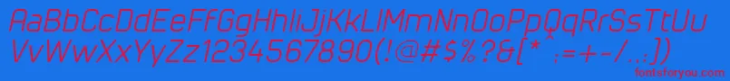 CuyabraOblique-Schriftart – Rote Schriften auf blauem Hintergrund