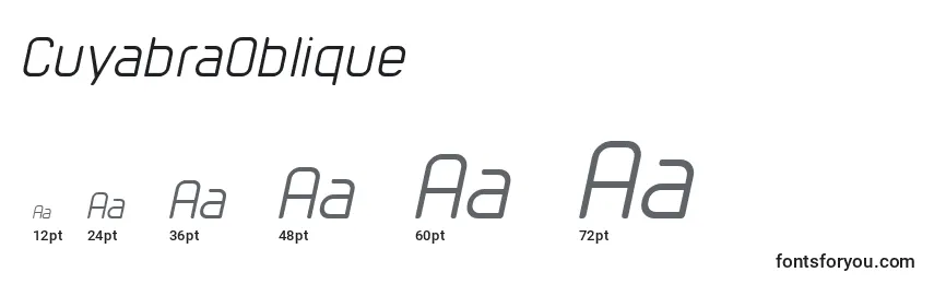 Размеры шрифта CuyabraOblique