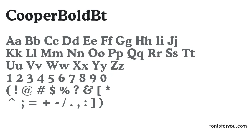 A fonte CooperBoldBt – alfabeto, números, caracteres especiais