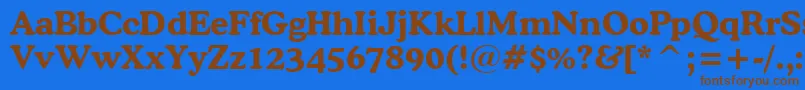 フォントCooperBoldBt – 茶色の文字が青い背景にあります。