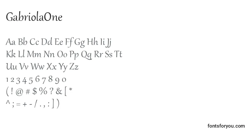 Czcionka GabriolaOne – alfabet, cyfry, specjalne znaki