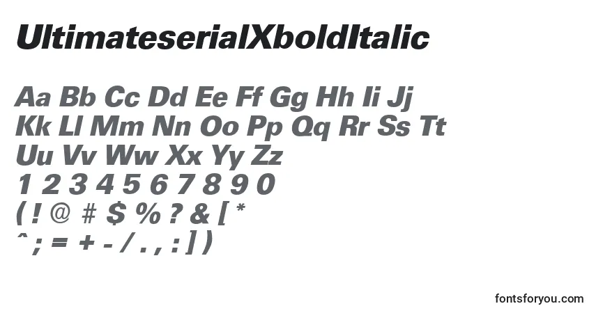 Schriftart UltimateserialXboldItalic – Alphabet, Zahlen, spezielle Symbole