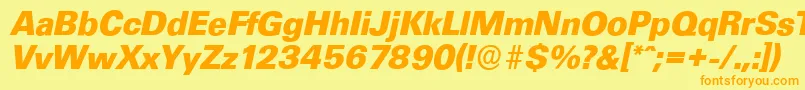 UltimateserialXboldItalic Font – Orange Fonts on Yellow Background