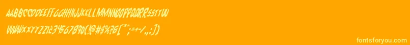 Cyruscondital-Schriftart – Gelbe Schriften auf orangefarbenem Hintergrund