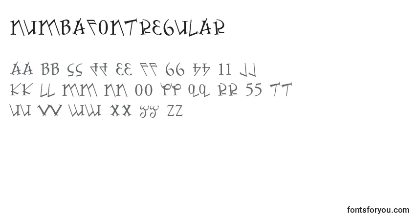 A fonte NumbafontRegular – alfabeto, números, caracteres especiais