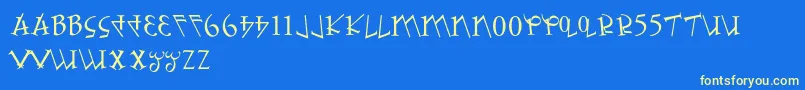 NumbafontRegular-Schriftart – Gelbe Schriften auf blauem Hintergrund