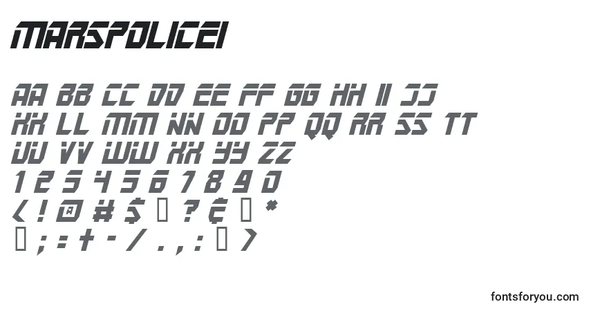 A fonte MarspoliceI – alfabeto, números, caracteres especiais
