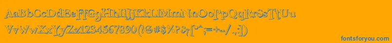 FreebooterShadow Font – Blue Fonts on Orange Background