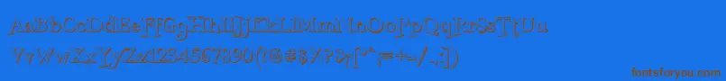 FreebooterShadow Font – Brown Fonts on Blue Background