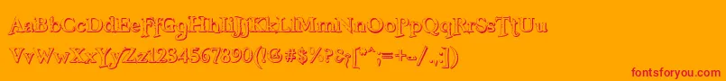 フォントFreebooterShadow – オレンジの背景に赤い文字