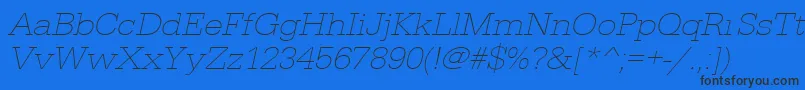 UrwegyptiennetextligextwidOblique Font – Black Fonts on Blue Background