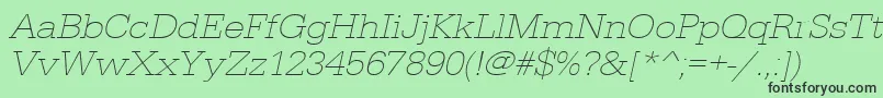 Шрифт UrwegyptiennetextligextwidOblique – чёрные шрифты на зелёном фоне