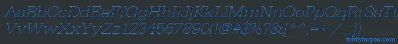 Шрифт UrwegyptiennetextligextwidOblique – синие шрифты на чёрном фоне