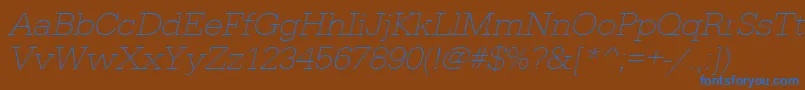 フォントUrwegyptiennetextligextwidOblique – 茶色の背景に青い文字
