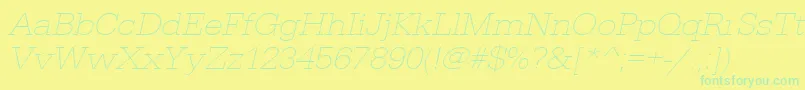 UrwegyptiennetextligextwidOblique Font – Green Fonts on Yellow Background