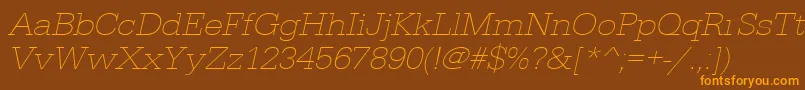 UrwegyptiennetextligextwidOblique Font – Orange Fonts on Brown Background