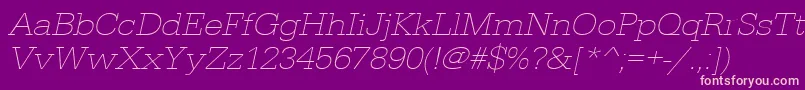 フォントUrwegyptiennetextligextwidOblique – 紫の背景にピンクのフォント