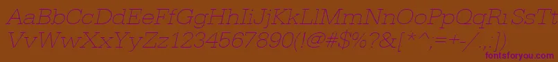UrwegyptiennetextligextwidOblique Font – Purple Fonts on Brown Background