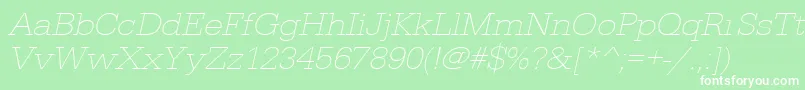 フォントUrwegyptiennetextligextwidOblique – 緑の背景に白い文字